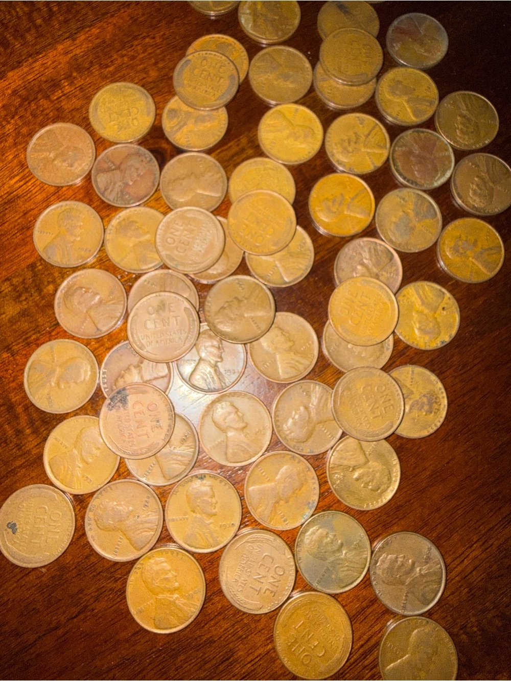 60 plus pennies 1920 to 1950s Wheat Penny Lot